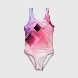 Детский купальник 3D Розово-голубая абстрактная геометрия - фото 2