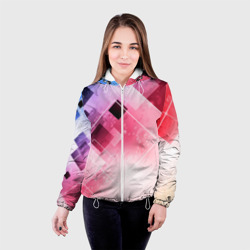 Женская куртка 3D Розово-голубая абстрактная геометрия - фото 2