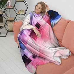 Плед с рукавами Розово-голубая абстрактная геометрия - фото 2