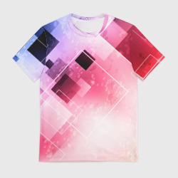 Мужская футболка 3D Розово-голубая абстрактная геометрия