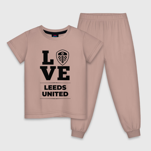 Детская пижама хлопок с принтом Leeds United Love Классика, вид спереди #2