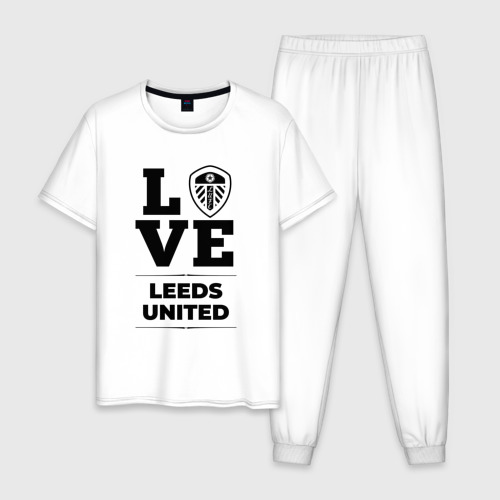 Мужская пижама хлопок Leeds United Love Классика, цвет белый