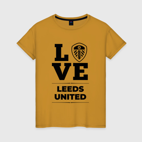 Женская футболка хлопок с принтом Leeds United Love Классика, вид спереди #2