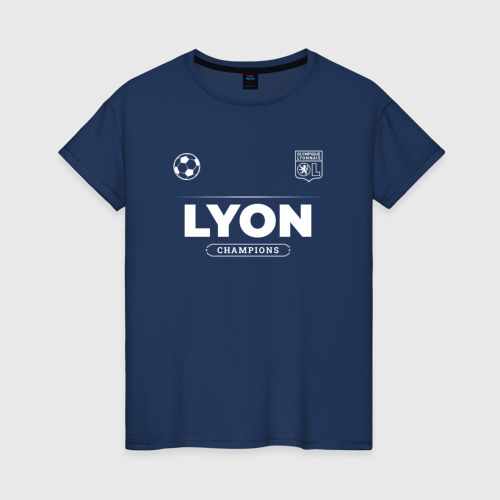 Женская футболка хлопок с принтом Lyon Форма Чемпионов, вид спереди #2