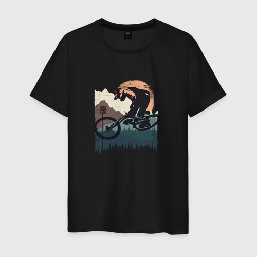 Мужская футболка хлопок Mtb mountains colors, цвет черный