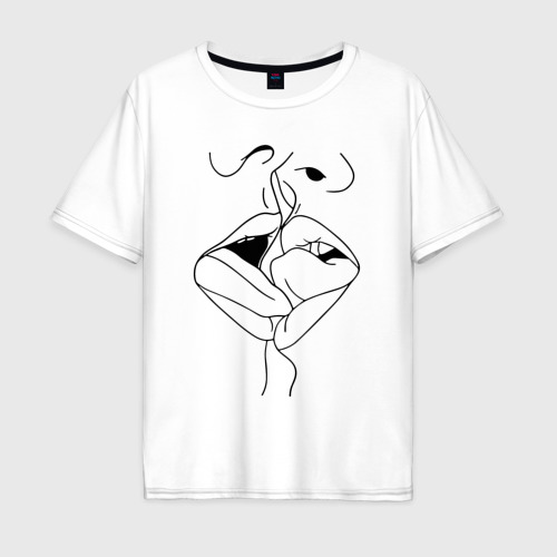 Мужская футболка хлопок Oversize с принтом Французский поцелуй, вид спереди #2