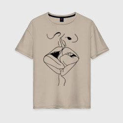 Женская футболка хлопок Oversize Французский поцелуй
