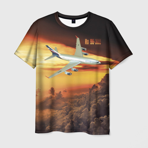 Мужская футболка 3D Гражданский самолет Ил 96-300, цвет 3D печать