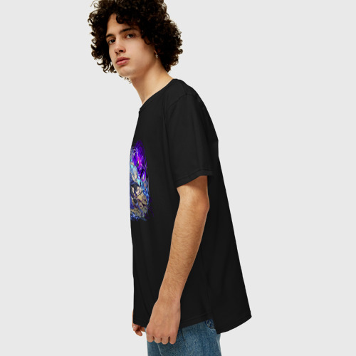 Мужская футболка хлопок Oversize Римуру в бою, цвет черный - фото 5