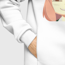 Худи с принтом Spy x Family - Anya Forger Anime Семья шпиона - Аня Форджер Аниме для женщины, вид на модели спереди №6. Цвет основы: белый