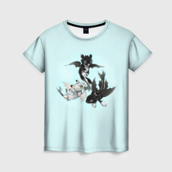 Женская футболка 3D Как приручить дракона малыши