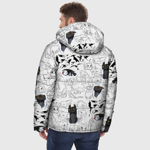 Мужская зимняя куртка 3D Как приручить дракона паттерн, цвет черный - фото 4