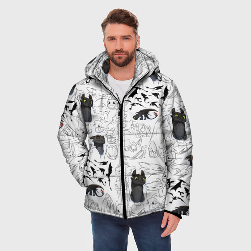 Мужская зимняя куртка 3D Как приручить дракона паттерн, цвет черный - фото 3