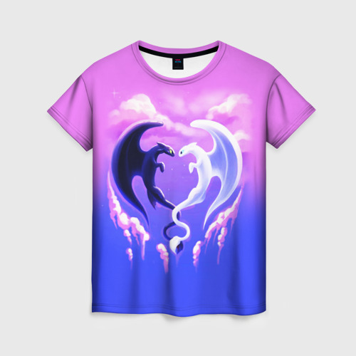 Женская футболка 3D Как приручить дракона дневная и ночная фурии, цвет 3D печать