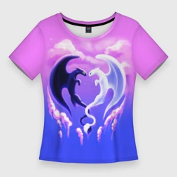 Женская футболка 3D Slim Как приручить дракона дневная и ночная фурии