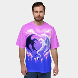 Мужская футболка oversize 3D Как приручить дракона дневная и ночная фурии - фото 2