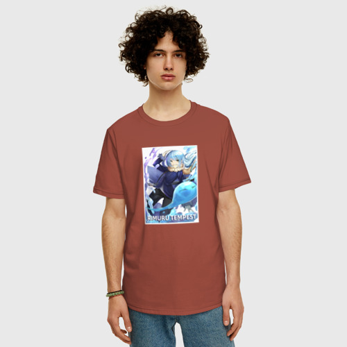 Мужская футболка хлопок Oversize Sweet Rimuru, цвет кирпичный - фото 3