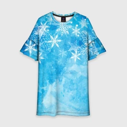 Детское платье 3D Новогодние снежинки =