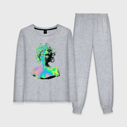 Женская пижама с лонгсливом хлопок Gorgon Medusa Vaporwave Neon
