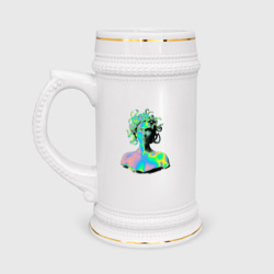 Кружка пивная Gorgon Medusa Vaporwave Neon