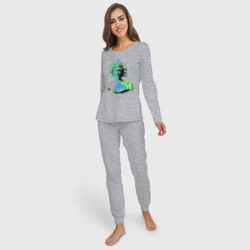 Женская пижама с лонгсливом хлопок Gorgon Medusa Vaporwave Neon - фото 2