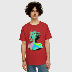 Мужская футболка хлопок Oversize Gorgon Medusa Vaporwave Neon - фото 2