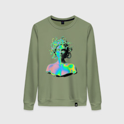 Женский свитшот хлопок Gorgon Medusa Vaporwave Neon