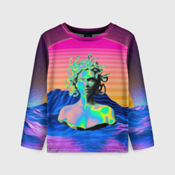 Детский лонгслив 3D Gorgon Medusa Vaporwave Neon Mountains