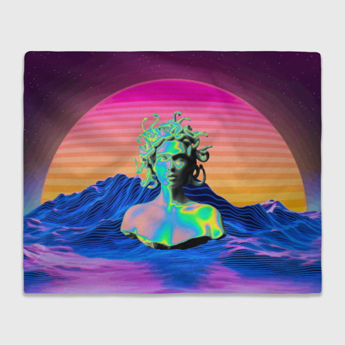 Плед 3D Gorgon Medusa Vaporwave Neon Mountains, цвет 3D (велсофт)