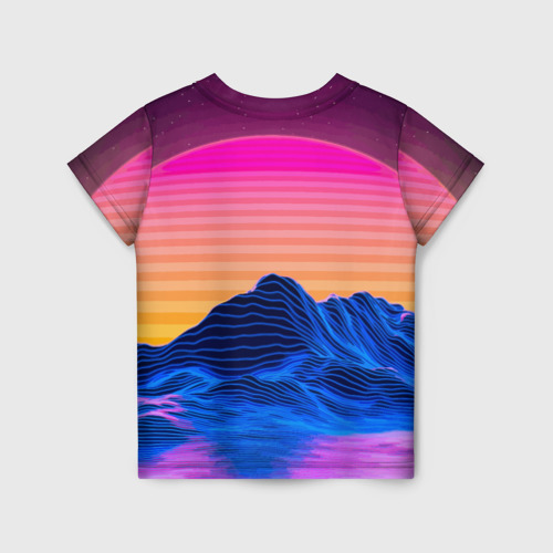 Детская футболка 3D Gorgon Medusa Vaporwave Neon Mountains, цвет 3D печать - фото 2