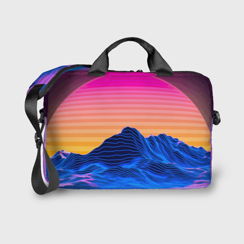 Сумка для ноутбука 3D Gorgon Medusa Vaporwave Neon Mountains, цвет 3D печать - фото 2