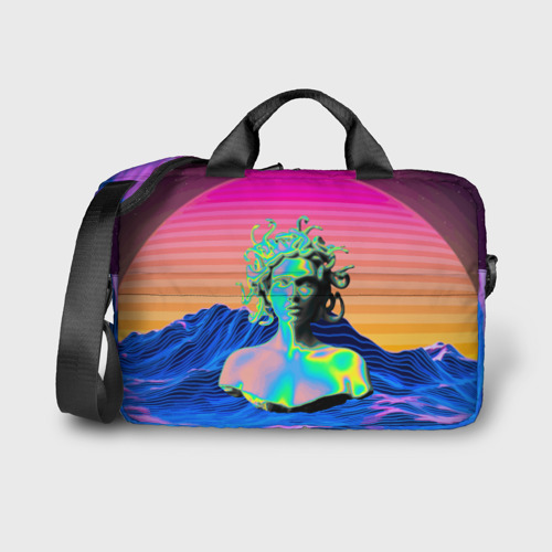 Сумка для ноутбука 3D Gorgon Medusa Vaporwave Neon Mountains, цвет 3D печать