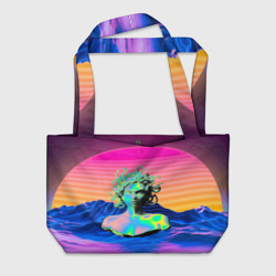 Пляжная сумка 3D Gorgon Medusa Vaporwave Neon Mountains