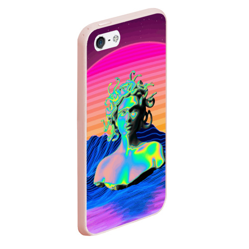 Чехол для iPhone 5/5S матовый Gorgon Medusa Vaporwave Neon Mountains, цвет светло-розовый - фото 3