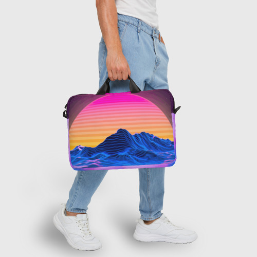 Сумка для ноутбука 3D Gorgon Medusa Vaporwave Neon Mountains, цвет 3D печать - фото 6