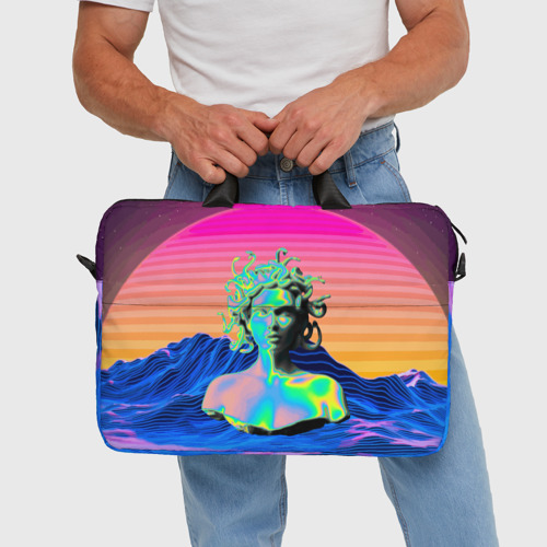 Сумка для ноутбука 3D Gorgon Medusa Vaporwave Neon Mountains, цвет 3D печать - фото 5