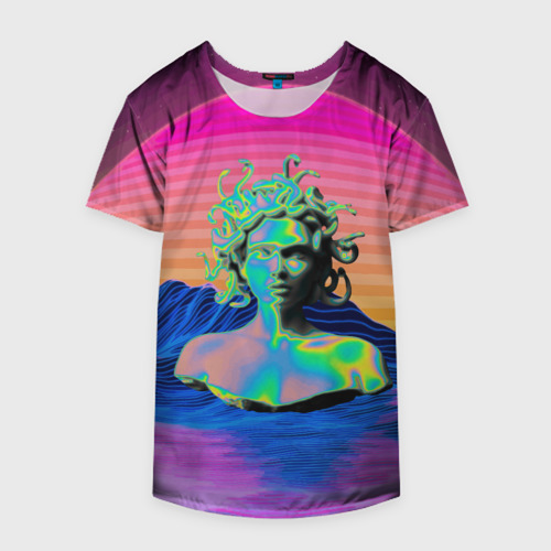 Накидка на куртку 3D Gorgon Medusa Vaporwave Neon Mountains, цвет 3D печать - фото 4