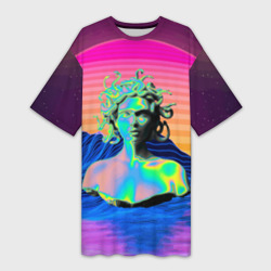 Платье-футболка 3D Gorgon Medusa Vaporwave Neon Mountains