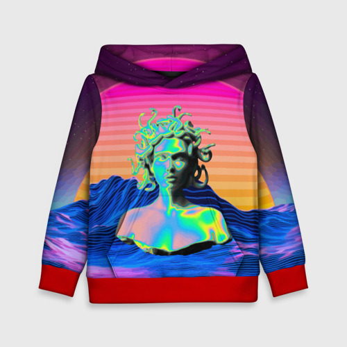 Детская толстовка 3D Gorgon Medusa Vaporwave Neon Mountains, цвет красный