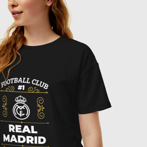 Женская футболка хлопок Oversize Real Madrid FC #1, цвет черный - фото 3