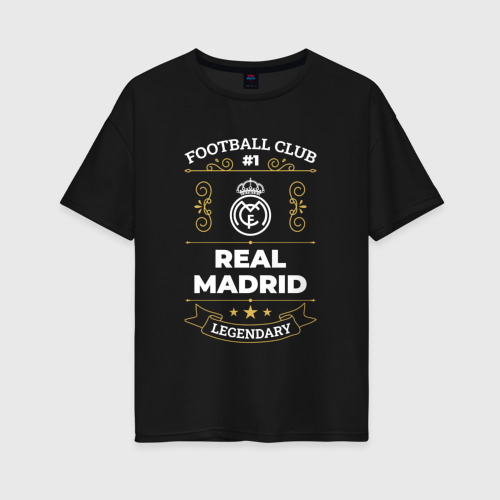 Женская футболка хлопок Oversize Real Madrid FC #1, цвет черный