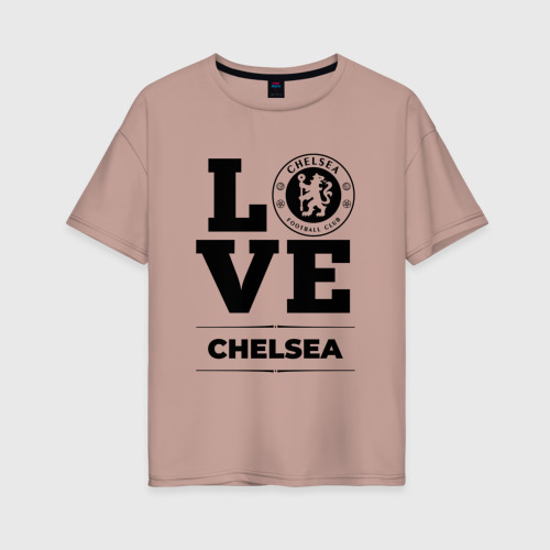 Женская футболка хлопок Oversize Chelsea Love Классика, цвет пыльно-розовый