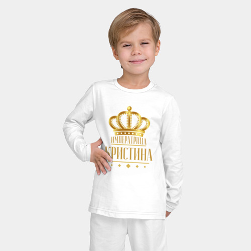 Детская пижама с лонгсливом хлопок Кристина императрица, цвет белый - фото 3