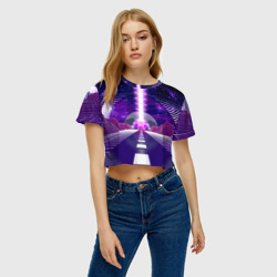 Женская футболка Crop-top 3D Vaporwave Neon Space - фото 2