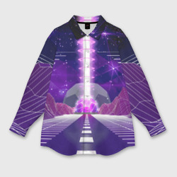 Женская рубашка oversize 3D Vaporwave Neon Space