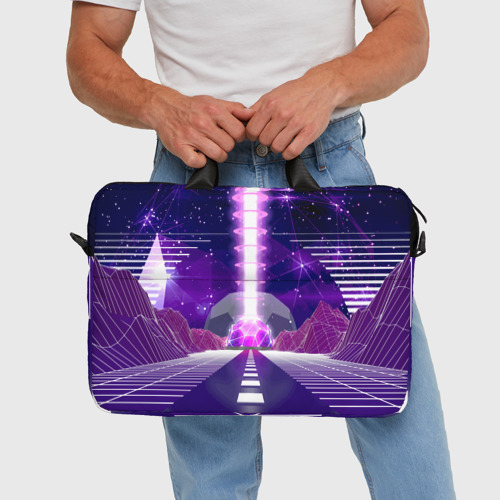 Сумка для ноутбука 3D Vaporwave Neon Space, цвет 3D печать - фото 5
