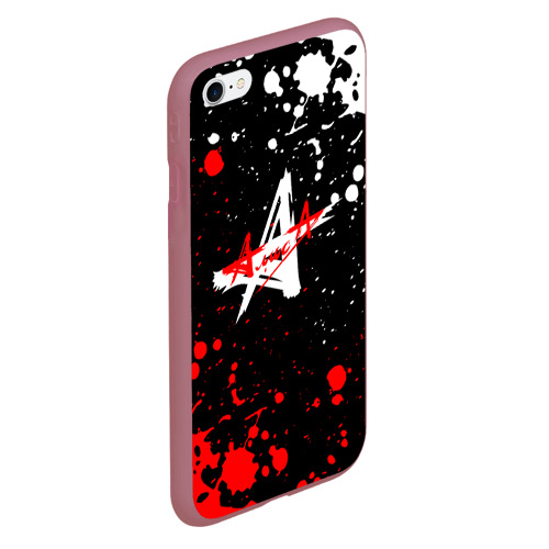 Чехол для iPhone 6/6S матовый с принтом Алиса брызги красок белый - красный, вид сбоку #3