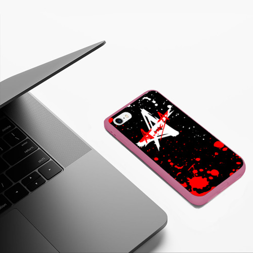 Чехол для iPhone 6/6S матовый с принтом Алиса брызги красок белый - красный, фото #5