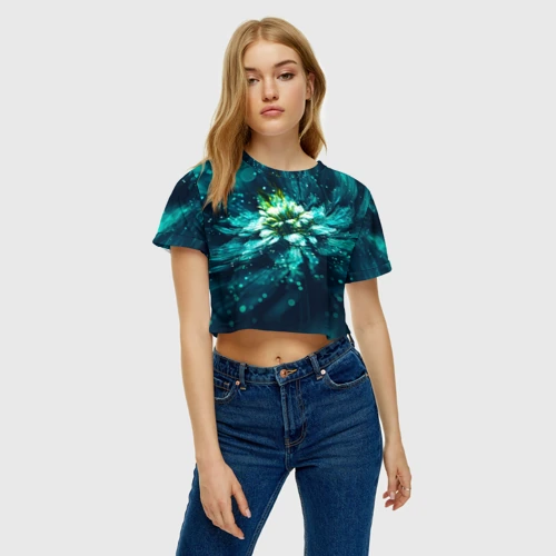 Женская футболка Crop-top 3D Цветок с пандоры