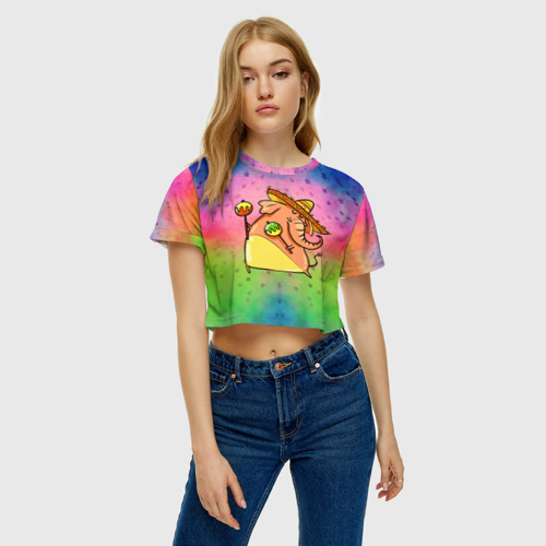 Женская футболка Crop-top 3D Мексиканский веселый слон, цвет 3D печать - фото 4